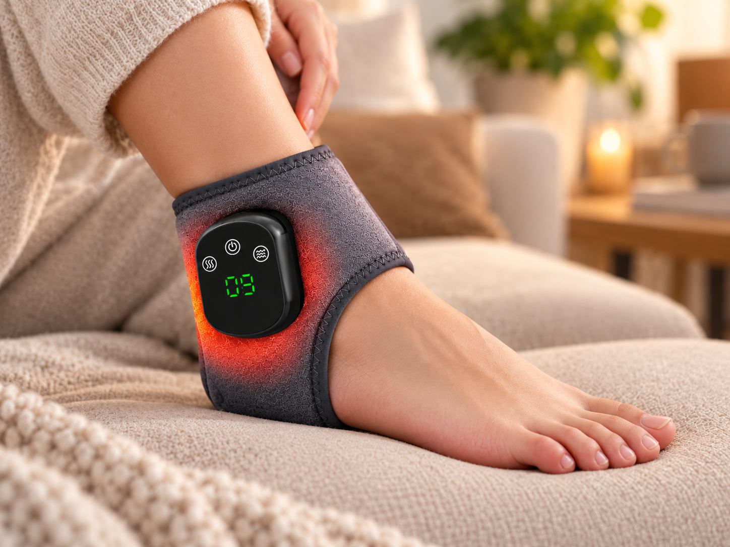 Healvo HeatPulse™ na kostce podczas wieczornego odpoczynku
